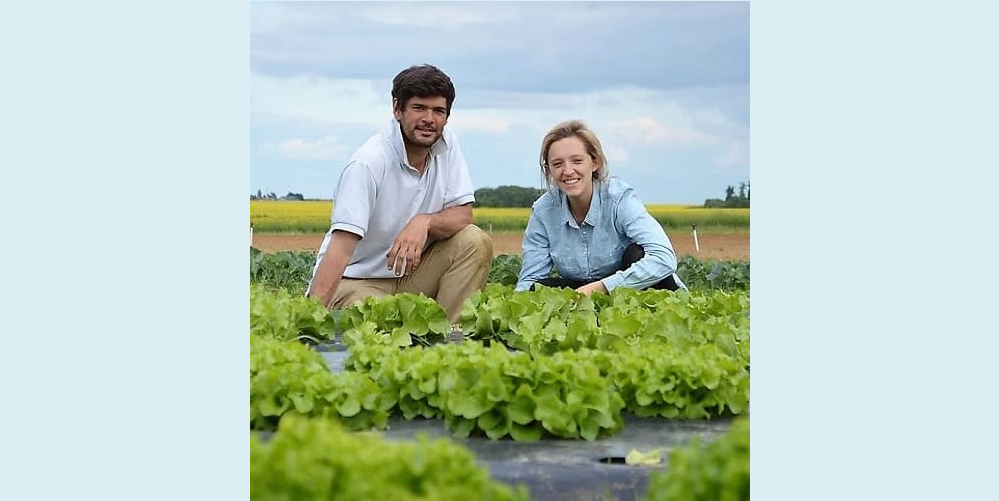 Diane et Hugues Pamart sur leur exploitation maraîchère